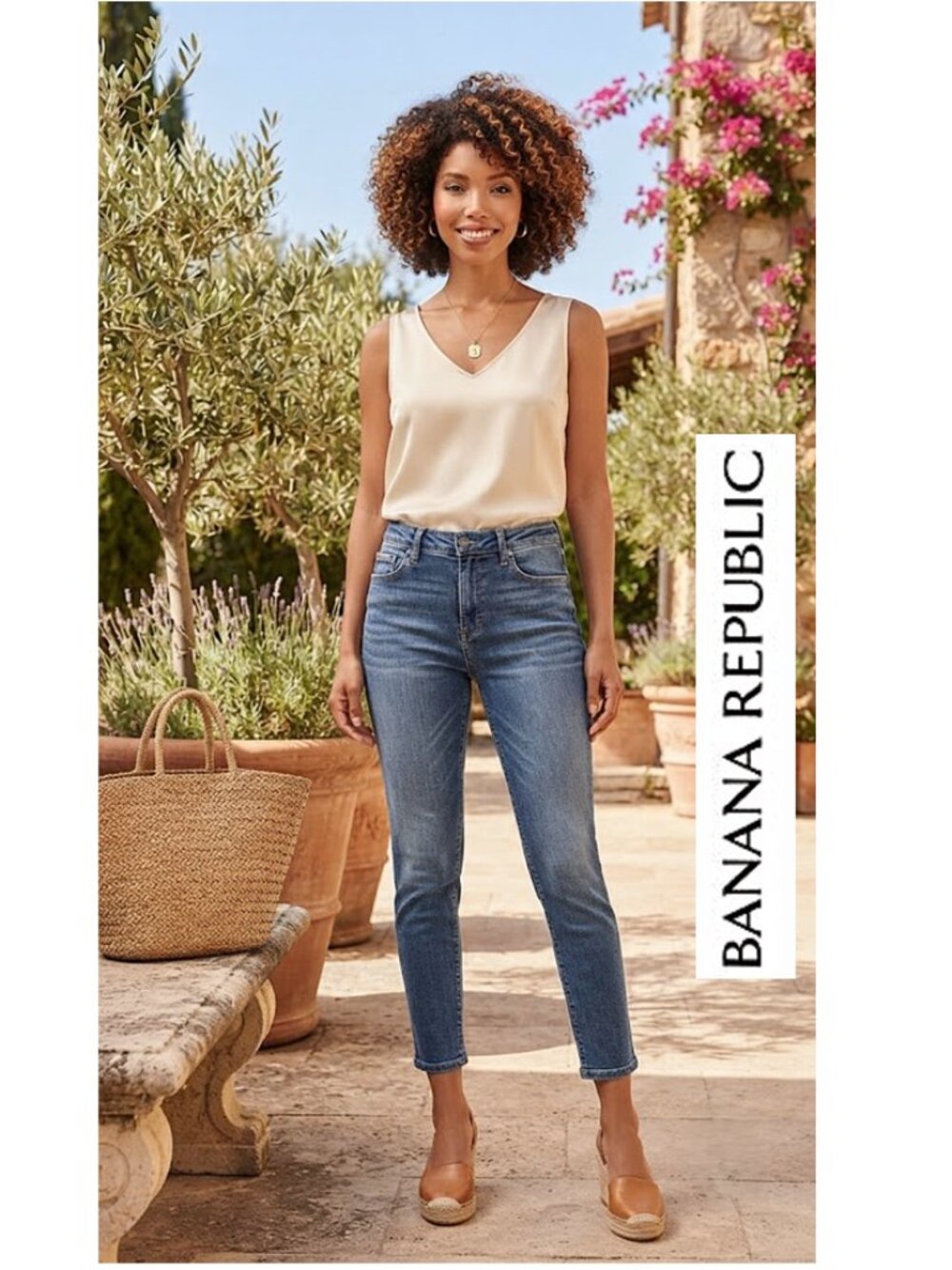 BANANA REPUBLIC - Premium denim medium wash blue jeans - skinny cropped style